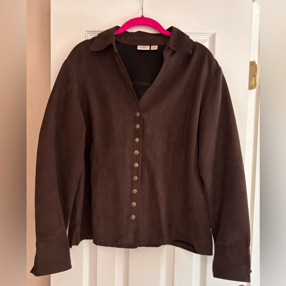 Cato Faux Suede Dark Brown Women's Shacket